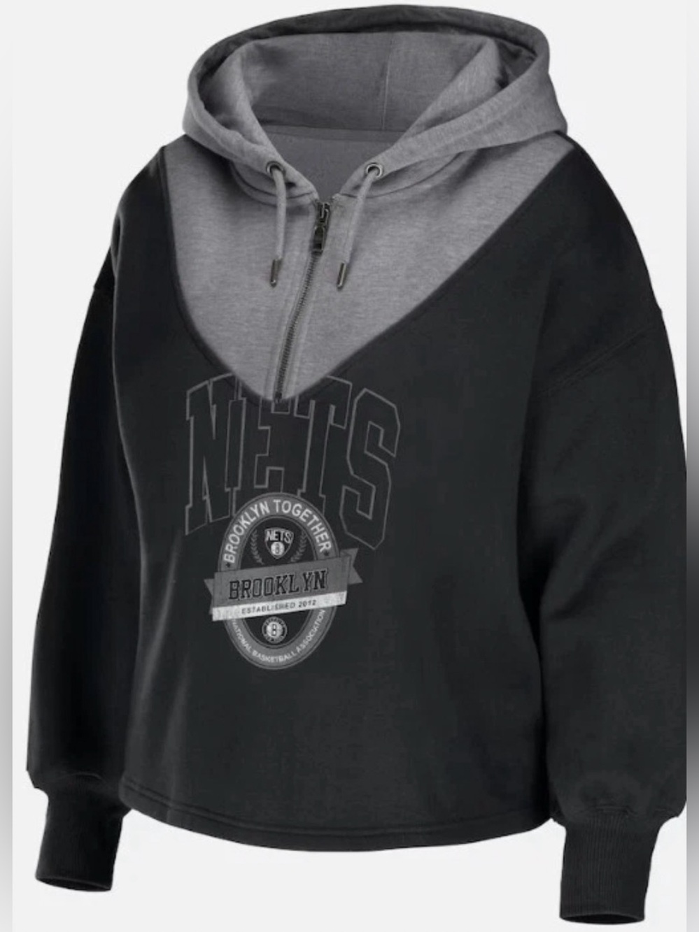 WEAR by Erin Andrews Brooklyn Nets Graphic Hoodie Black & Gray XL NWT